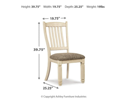 Signature Design by Ashley Bolanburg 20" Upholstered Dining Room Chair, Set of 2, Antique White