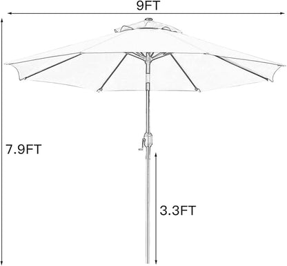 Sunnyglade 9' Patio Umbrella Outdoor Table Umbrella with 8 Sturdy Ribs