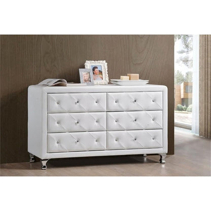 Baxton Studio Luminescence Wood Contemporary Upholstered Dresser, White