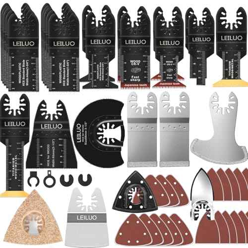 LEILUO 112 Pcs Multitool Blade Kits Cutting Sanding Grout Removal Universal Oscillating Tool Accessories with Storage Bag Compatible with DeWalt Makita Dremel and More