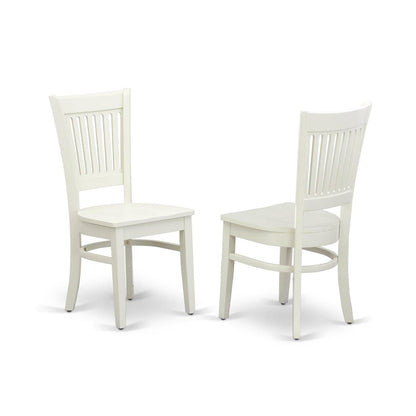 East West Furniture VAC-LWH-W Vancouver Dining Chairs - Slat Back Wood Seat Kitchen Chairs, Set of 2, Linen White