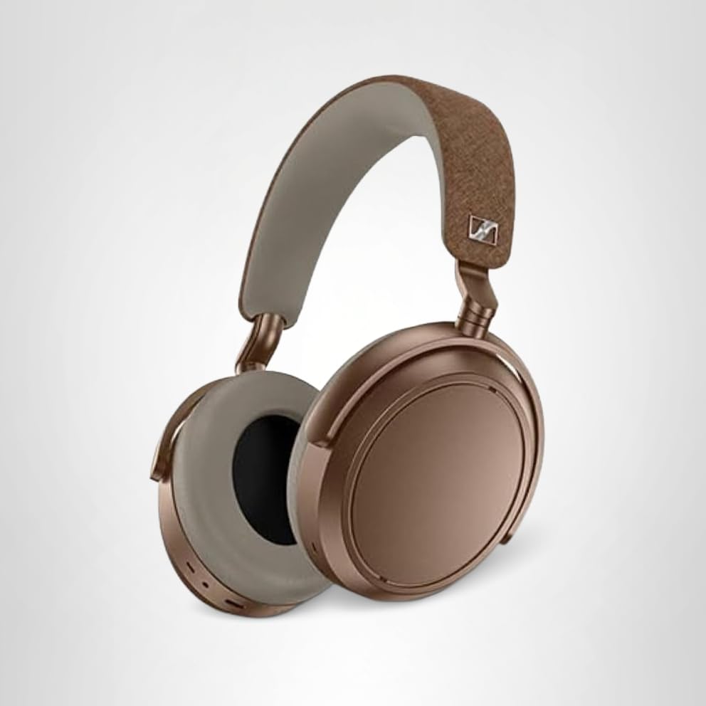 Sennheiser Momentum 4 Wireless Over-Ear Headphones - Bluetooth Headset for Clear Calls with Adaptive Noise Cancellation, Up to 60HR Playtime, Folding Design, Brown