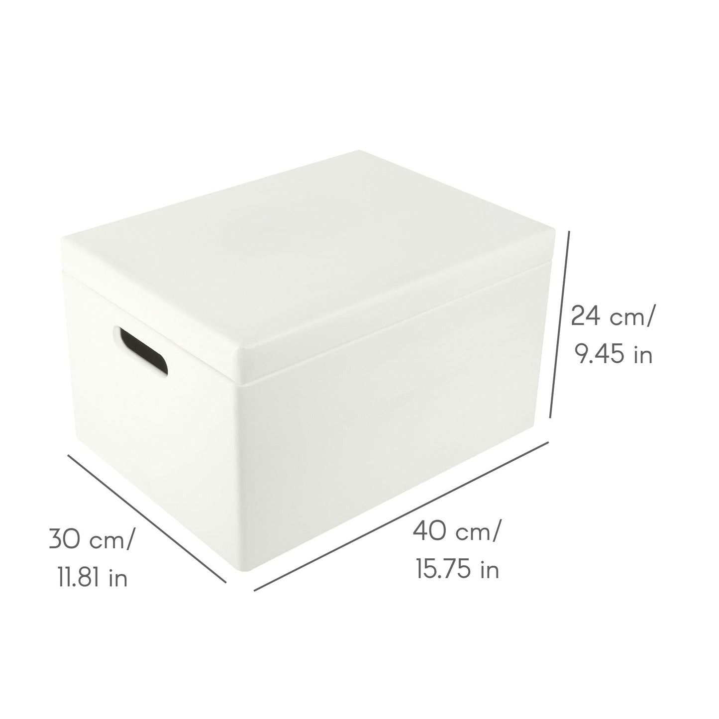 Creative Deco Large White Wooden Box Storage with Hinged Lid | 15.8x11.8x9.44in (+-0.5) | Keepsake Gift Box Storage Document | Wood Chest Trunk PRODUCT NOT INTENDED FOR 15 YEARS OR BELOW