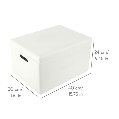Creative Deco Large White Wooden Box Storage with Hinged Lid | 15.8x11.8x9.44in (+-0.5) | Keepsake Gift Box Storage Document | Wood Chest Trunk PRODUCT NOT INTENDED FOR 15 YEARS OR BELOW