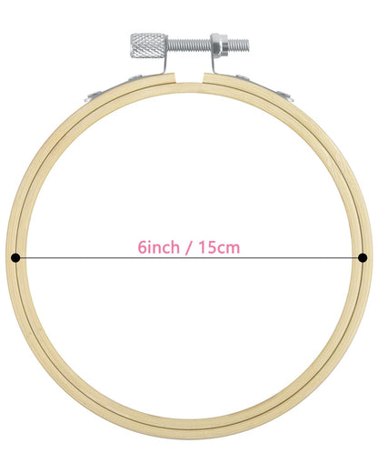 TINDTOP 8 Pieces 6 inch Embroidery Hoops, Bamboo Frame Circle Cross Stitch Hoop Ring Embroidery Hoops Set for Embroidery and Cross Stitch