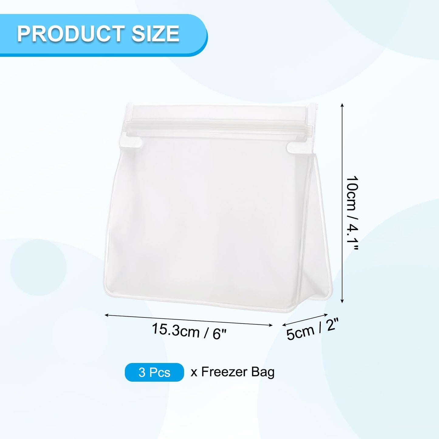 PATIKIL 8.7"x2"x5.3" Reusable Freezer Bag, 3 Pcs Leakproof Zip Food Storage Stand Up Bags Fridge Snack Vegetable Fruit Ice Container for Long-Lasting Freshness, Black