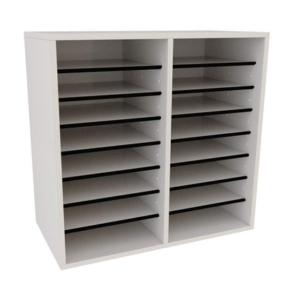 AdirOffice Wooden Literature Organizer Sorter (12 Compartment, White) Wooden Literature Organizer Sorter (16 Compartment, White) Bundle