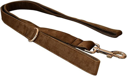 Love Dream Velvet Dog Collar and Leash Set, Soft & Comfy Adjustable Dog Leash and Collar with Heavy Duty Metal Buckle for Small Medium Large Dogs Training & Walking (Small, Coffee)
