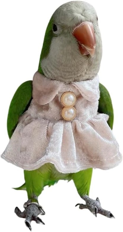 Bird Costume Bird Diaper Flight Suit Parrot Velvet Fleece Skirt Clothes Cosplay Photo Prop for Conure Lovebird Parakeet Cockatiel Macaw Small Animals Apparel (White,X-Small)