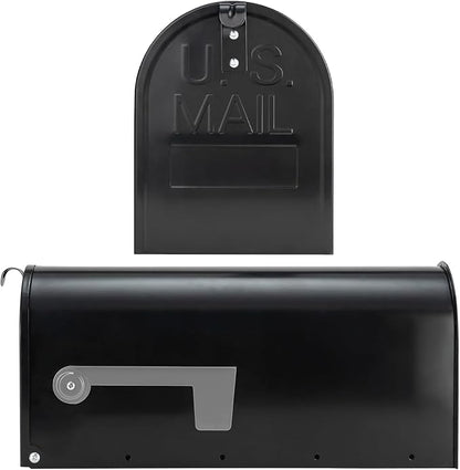 Black Post-Mount Mailboxes for Outside, RAINHOL Metal Mailbox, Galvanized Steel Outside Mail Boxes, Medium Capacity, 19 x 8.7 x 6.7 Inches