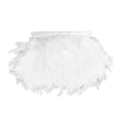 White Turkey Feathers Fringe Trim 5 Yards 4-6inch Fluffy Feather Trim Fashion Dress Sewing Crafts for DIY Handbag Costumes Wedding Decoration