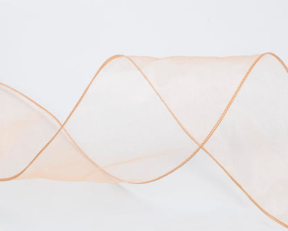 Joycrosso 4 Inch Gold Wired Organza Ribbon - 20 Yards Sheer Decorative Ribbon for Gift Wrapping, Wedding Decor, Christmas Tree, Crafts & DIY Projects