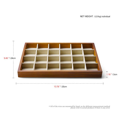 Oirlv 24 Grid Wood Jewelry Tray Microfiber Interior Jewelry Drawer Organizer Showcase Display Box Ring Earrings Holder