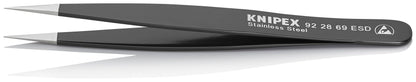 KNIPEX Tweezers,ESD,Straight,5-1/4 In,SS,Black (922869ESD)