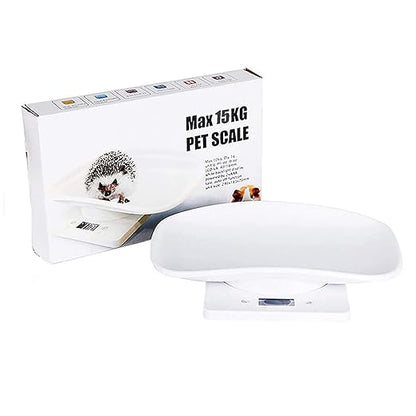 Newborn Kitten & Puppy Weight Scale, Multifunctional Digital Pet Scale, LCD Electronic Small Animal Food Scale, Weighing Max 33lbs, Tray Size 12" x 8", Not for Adult Cats/Dogs (White)