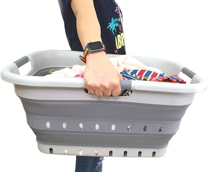 SAMMART 41L Collapsible 3 Handled Plastic Laundry Basket
