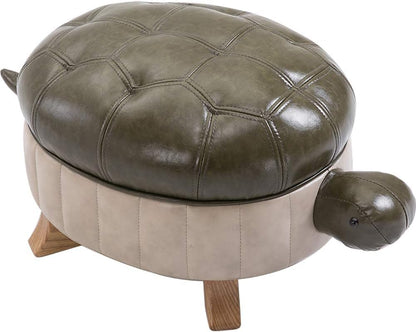 Kelendle Animal Footstool Turtle Upholstered Ottoman PU Leather Pouf Wood Foot Stool Rest for Living Room Bedroom Sofa Bench Seat Chair, Grass (Large, Green)