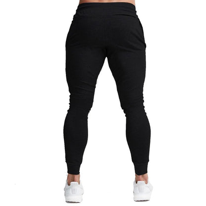 BUXKR Men's Slim Joggers Workout Pants for Gym Running and Bodybuilding Athletic Bottom Sweatpants with Deep Pockets,Black,L