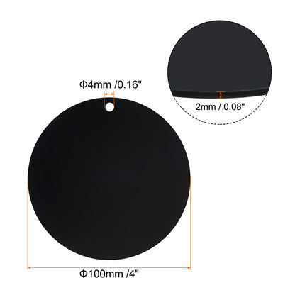 PATIKIL Acrylic Circle Blanks 4 Inch, 20 Pack Round Clear Disc Ornaments with Hole for DIY Keychain Project Crafting, Black