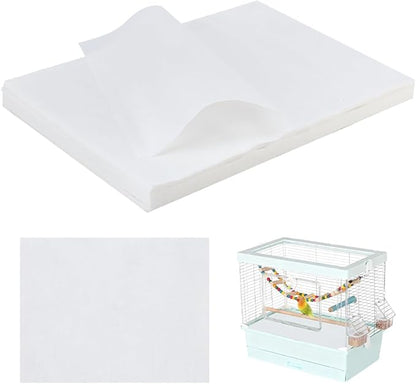 PH PandaHall 200 Sheets Bird Cage Liner Non-Woven Parakeet Cage Paper Precut Absorbent Cushion Pad Mat White Birdcage Liner for Pet Animal Bird Parrot Accessories, 13.3x10.6 Inch
