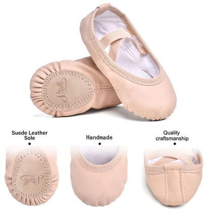 Stelle Ballet Shoes for Girls Toddler Ballet Slippers Soft Leather Boys Dance Shoes for Toddler/Little Kid/Big Kid(Ballet Pink, 5MB)