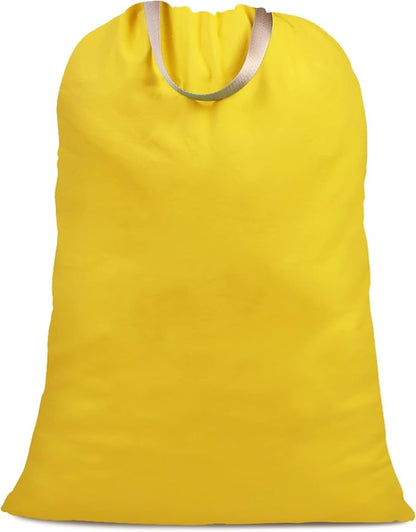 Cotton Canvas Laundry Bag with Handles & Drawstring Straps, Heavy Duty Extra