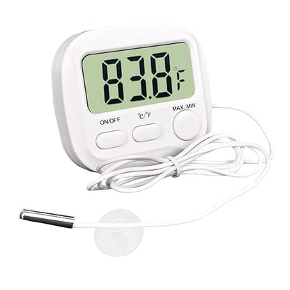 Digital Aquarium Water Thermometer with Large LCD Screen, Measurement Range -58℉ to 572℉, Display ±1℉/±0.5℃, Fish Tank Decoration Accessories, Idea for Reptile, Aquatic, Tub, Refrigerator and Freezer