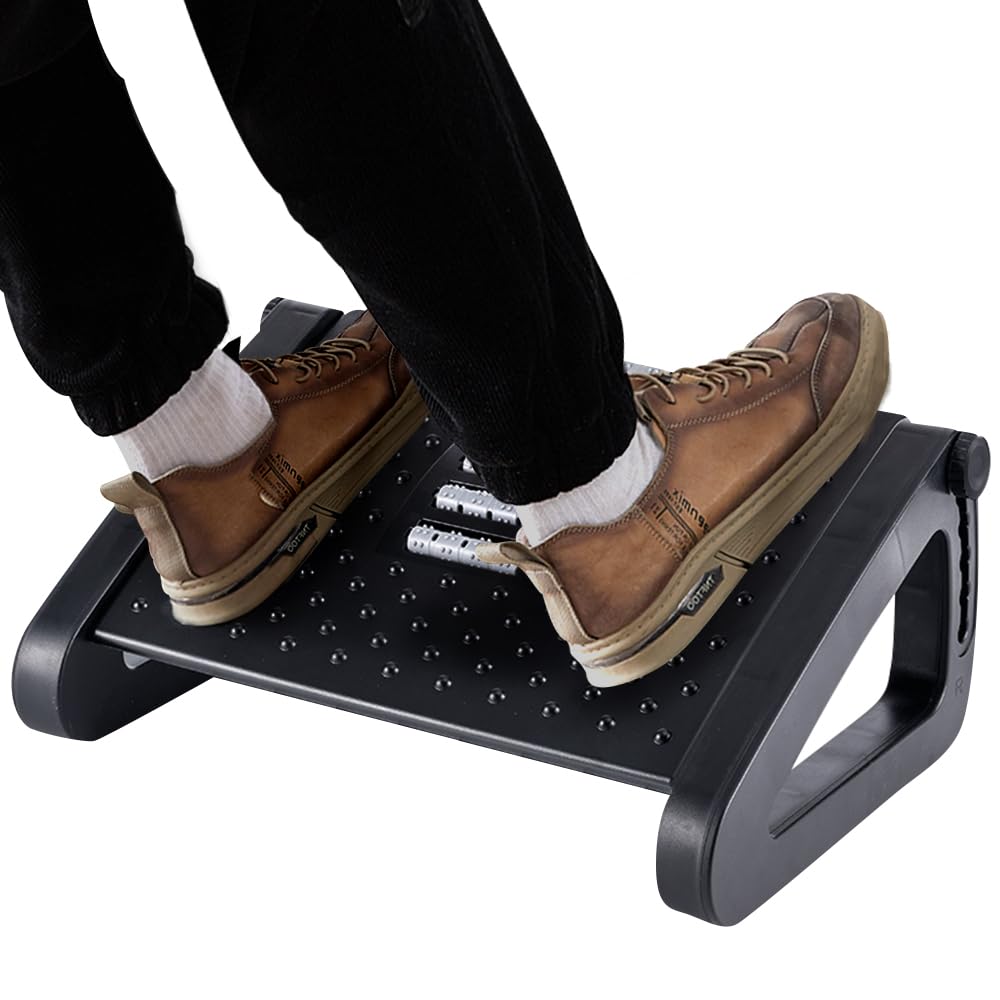 CasaZenith Foot Rest, Six Heights Adjustable Foot Rest for Under Desk at Work, Ergonomic Foots Stool for Under Office Desks, Under Desk Footrest with Foot Massage Roller, Chair Footrest for Leg Rests