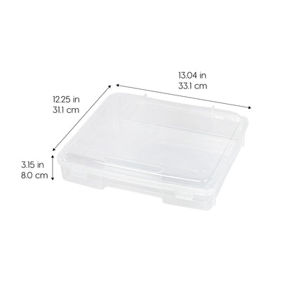 IRIS USA Board Game Storage Craft Organizer Box with Snap-Tight Latch Lid, 2-Pack Portable Plastic Case Bin for Puzzles, Magazines, Hobbies, Art Supplies, Fits 8.5" x 11" & A4 Papers, Thick, Clear