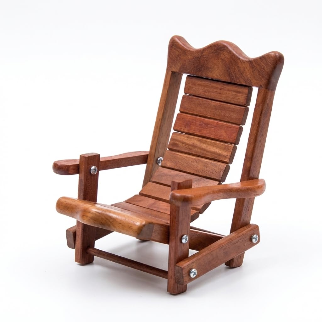 NIYOEHH Miniature Wooden Chair Phone Stand, Foldable Desktop Holder, Creative Universal Cell Phone Support, Wood Material