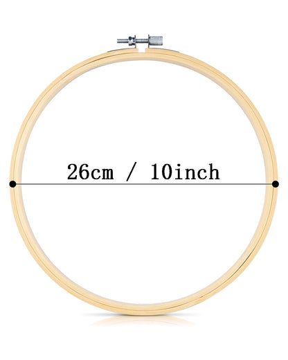 3 Pieces Embroidery Hoops, 10 inch Bamboo Frame Circle Cross Stitch Hoop Ring Embroidery Hoops Set for Embroidery and Cross Stitch