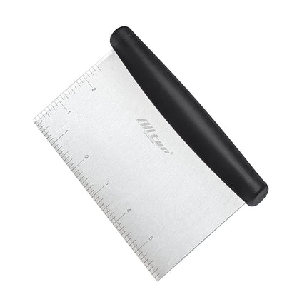 ALLTOP Bench Scraper & Chopper for Kitchen - Ideal Baking Essential Utensil,Stainless Steel Pastry/Dough/Food Cutter Tool for Cake Pizza Bread,Cooking - 1 Pack,Black
