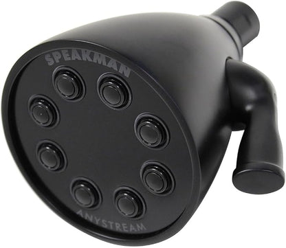 Speakman S-2251-MB Signature Icon Anystream High Pressure Adjustable Solid Brass Shower Head, 2.5 GPM, Matte Black