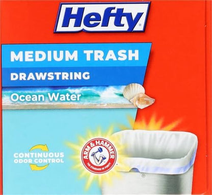 Hefty Medium Trash Bags, Ocean Water Scent, 8 Gallon