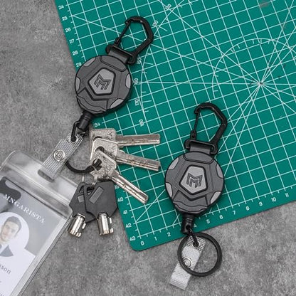 MNGARISTA 2-Pack Retractable Keychain, Heavy Duty Carabiner Badge Holder, Tactical ID Badge Reel Key Chain with 31.5” Steel Retractable Cord, 8.0 oz