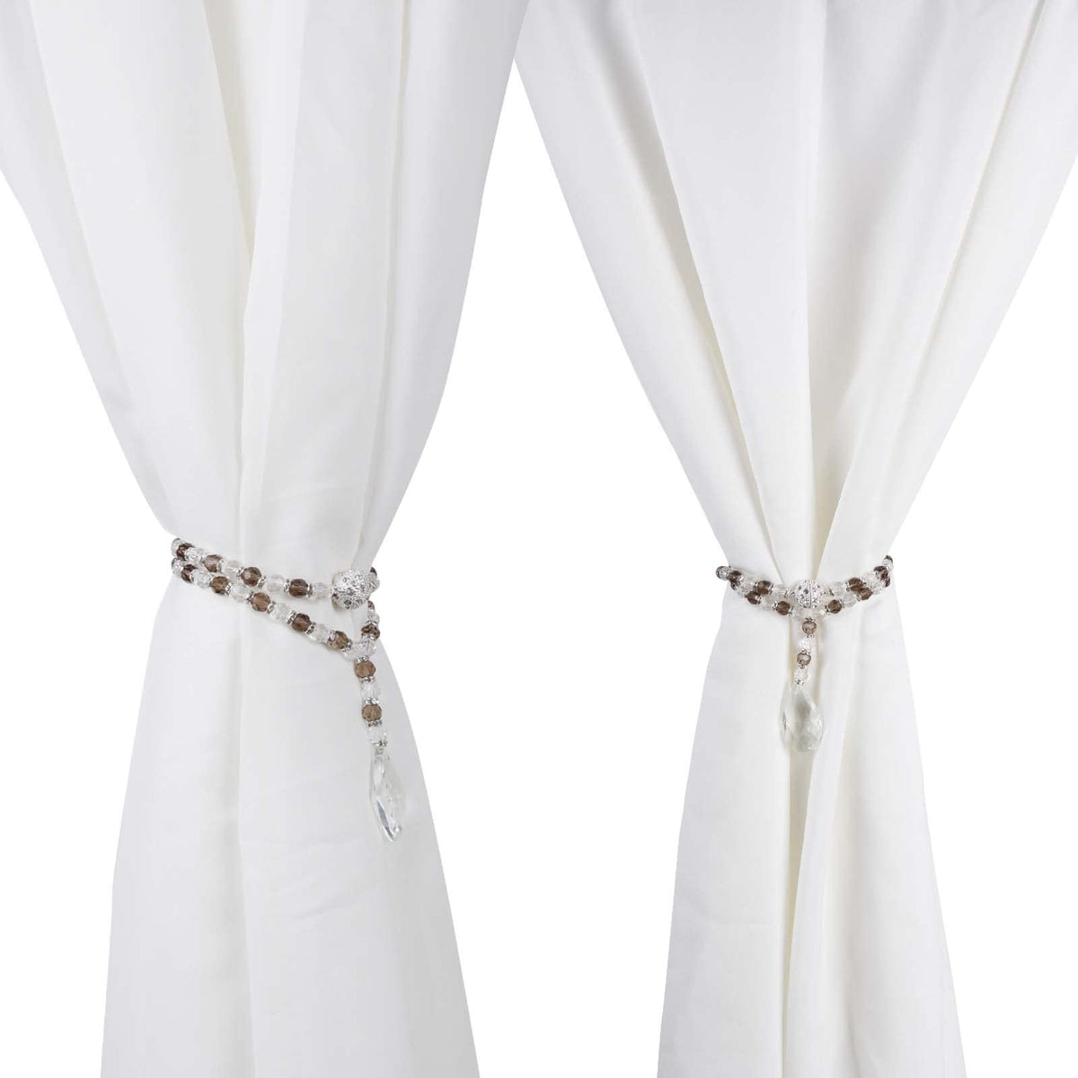 SUQ I OME 1 Pair of Luxury Crystal Beaded Magnetic Curtain Tieback and Holdback Curtain Clips Curtain Buckle Curtain Holder Blingbling Curtain Holdbacks for Drapes,Gray