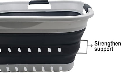 SAMMART 30L Collapsible 3 Handled Plastic Laundry Basket
