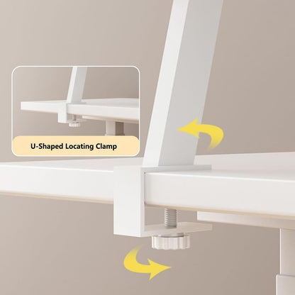 AWSAD Clamp on Desk Shelf, Desktop Extender Storage Organizer Adjustable Floating Desks Shelf for Office, Dorm, Home Desk Organization, White (23.6 x 7.8 in)