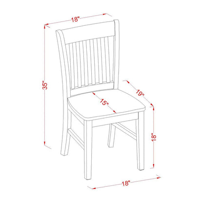 East West Furniture NFC-LWH-W Norfolk Dining Room Chairs - Slat Back Solid Wood Seat Chairs, Set of 2, Linen White