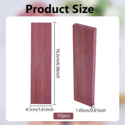 BENECREAT 10Pcs Perilla Wood Knife Handles, Pale Violet Red Natural Wood Knife Handle Scales for DIY Music Instruments Tools Crafts, 6.4x1.6x0.4 Inch