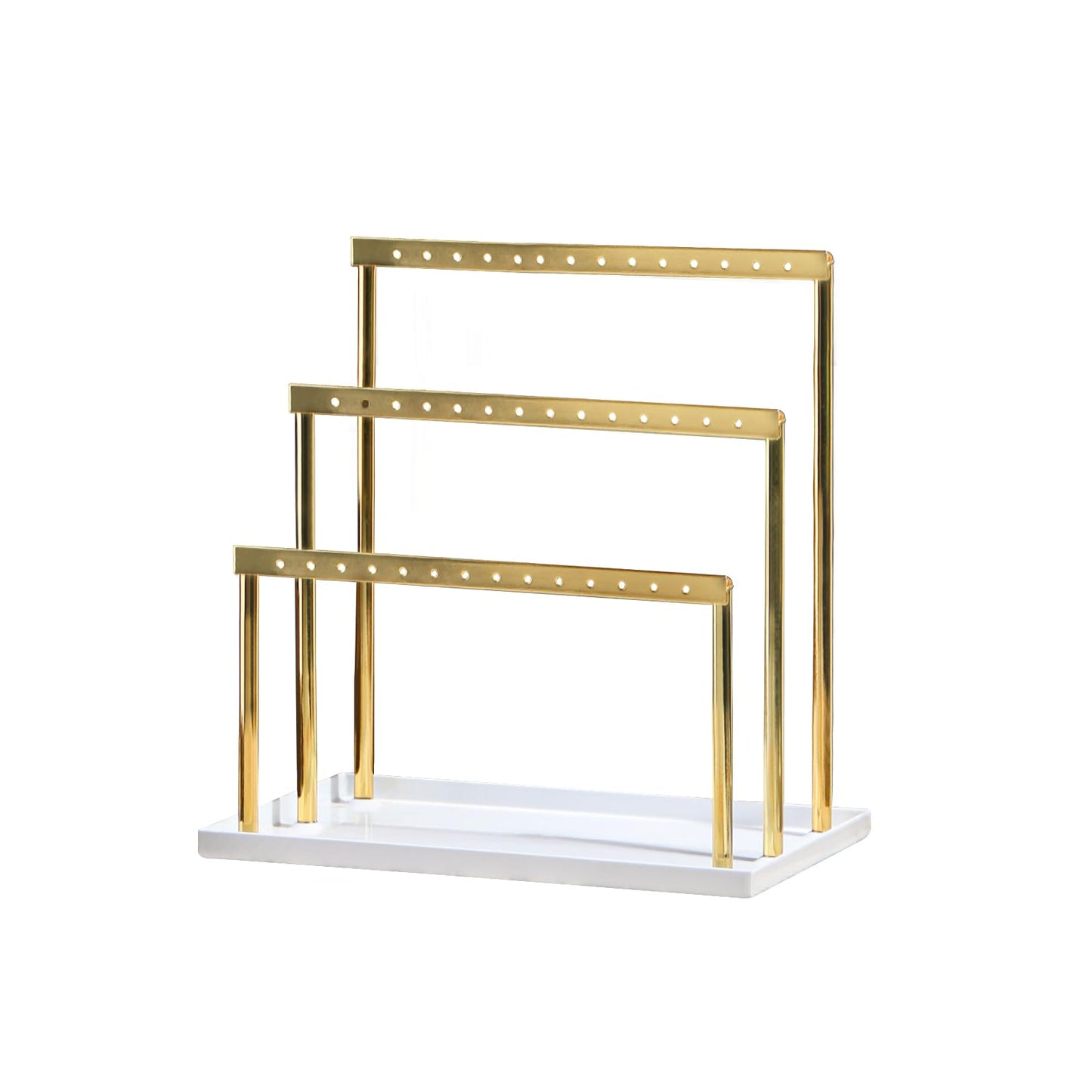 Pangkeep 3 Tier Earring Holder for Vendors,Stud Earrings Display Stand for Selling,Matel Jewelry Organizer for Girls (Gold)