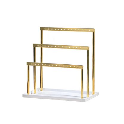 Pangkeep 3 Tier Earring Holder for Vendors,Stud Earrings Display Stand for Selling,Matel Jewelry Organizer for Girls (Gold)