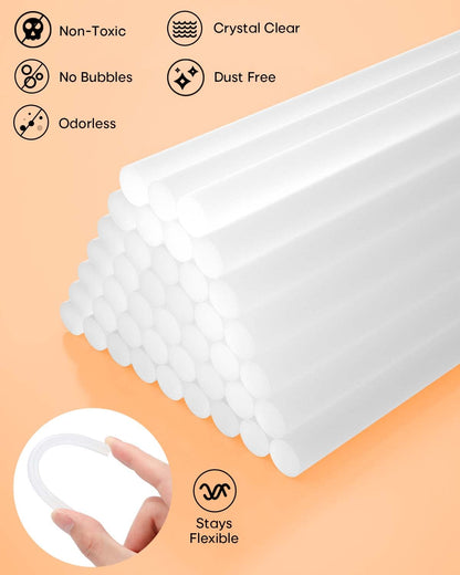SHALL Full Size Hot Glue Sticks, 0.43” Dia x 4” Long, 120-pack Clear Hot Melt Glue Gun Sticks for All-Temp Glue Guns, Multipurpose for Kids Adults DIY Art Craft Sealing Repairing Festival Decoration