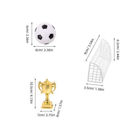 VOSAREA 1 Set Mini Soccer Trophy Football Player Figurines, Sports Cupcake Toppers for Birthday Party, Dollhouse Soccer Decor Cake Adornments Set
