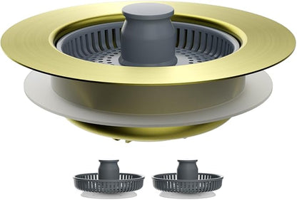 Hibbent Upgraded 3 in 1 Kitchen Sink Drain Strainer and Stopper Combo,