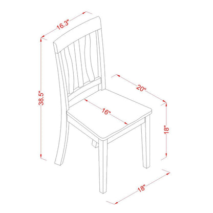 East West Furniture ANC-OAK-W Antique Dining Room Chairs - Slat Back Wooden Seat Chairs, Set of 2, Oak