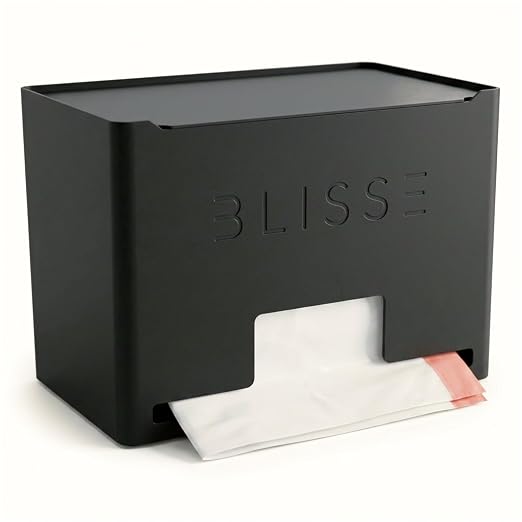 Blisse Trash Bag Holder Dispenser, Black | 13-33 Gallon Rolls, Heavy-Duty Steel, Under Sink Kitchen Storage, Wall Mount or Countertop, Easy One-Hand Dispensing
