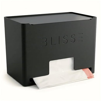 Blisse Trash Bag Holder Dispenser, Black | 13-33 Gallon Rolls, Heavy-Duty Steel, Under Sink Kitchen Storage, Wall Mount or Countertop, Easy One-Hand Dispensing
