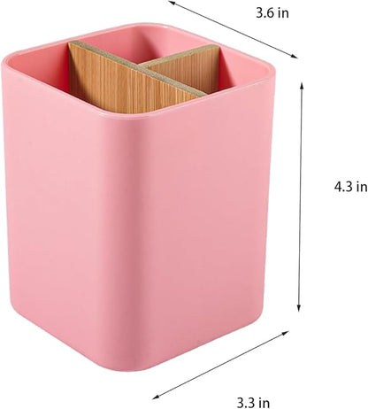 Bamboo Toothbrush Holder for Bathrooms, 3 Slots Toothbrush and Toothpaste