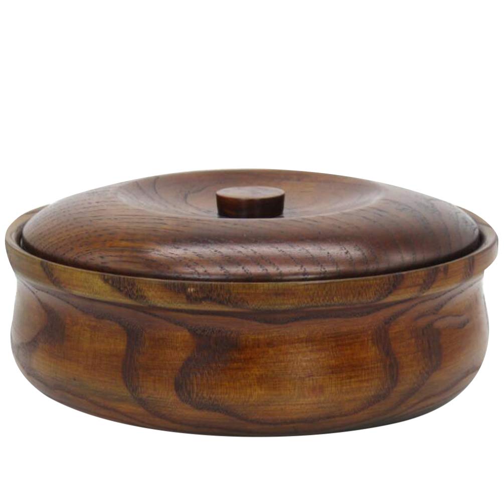 DOITOOL Wooden Snacks Bowl with Lid 6.29 Inch Square Fruit Plate Lightweight Serving Bowl for Nuts Candy Salad Home Kitchen Dining